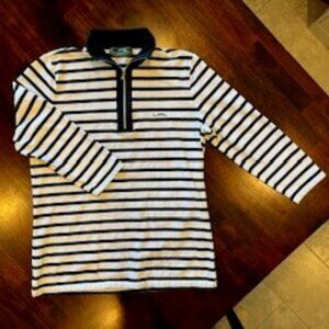 L-RL Ralph Lauren Black & White Striped Shirt Size M